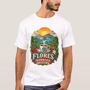 T-shirt Flores Sunrise Café T-Shi Vintage Art Indonésien