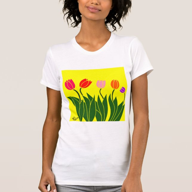 T-shirt flores tulipas coloridas (Devant)
