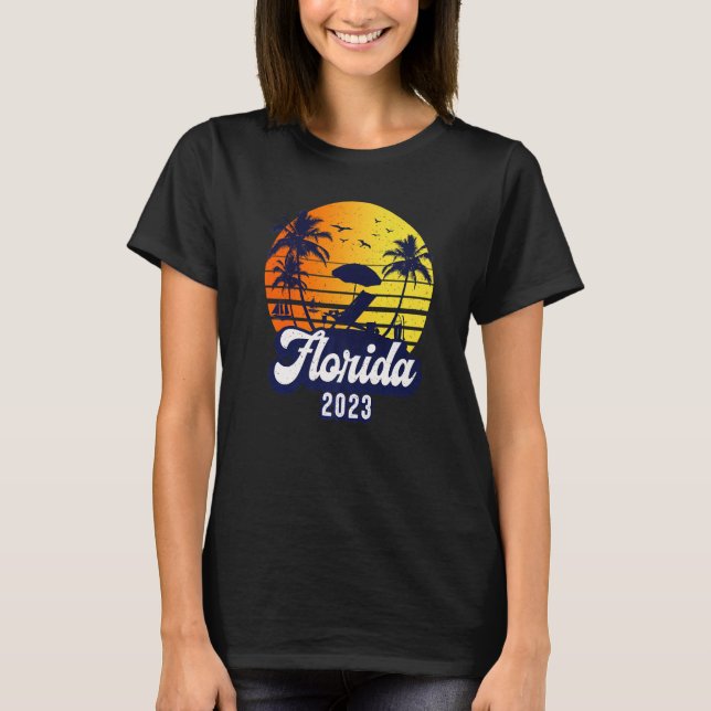 T-shirt Florida 2023 Sunset Beach Retro Premium (Devant)