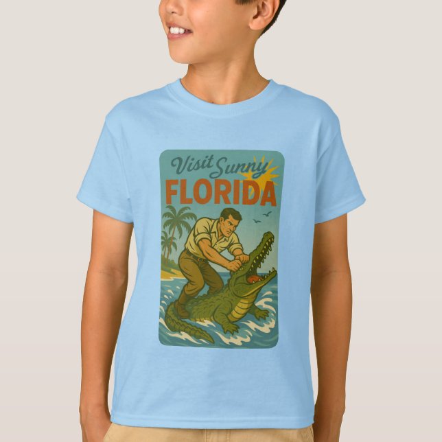 T-shirt Florida Alligator Wrestling | Funny Retro Coastal (Devant)