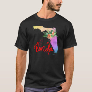 T-shirt Floride Carte Correspondant Vacances Famille Fille