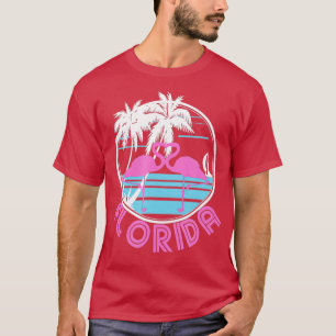 T-shirt Floride Flamant rose rose Coeur80s style rétro Vin