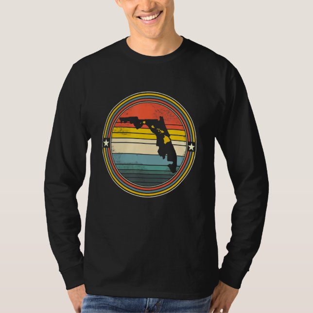 T-shirt Floride Hawaii Racines Origine Carte d'État Rétro (Devant)