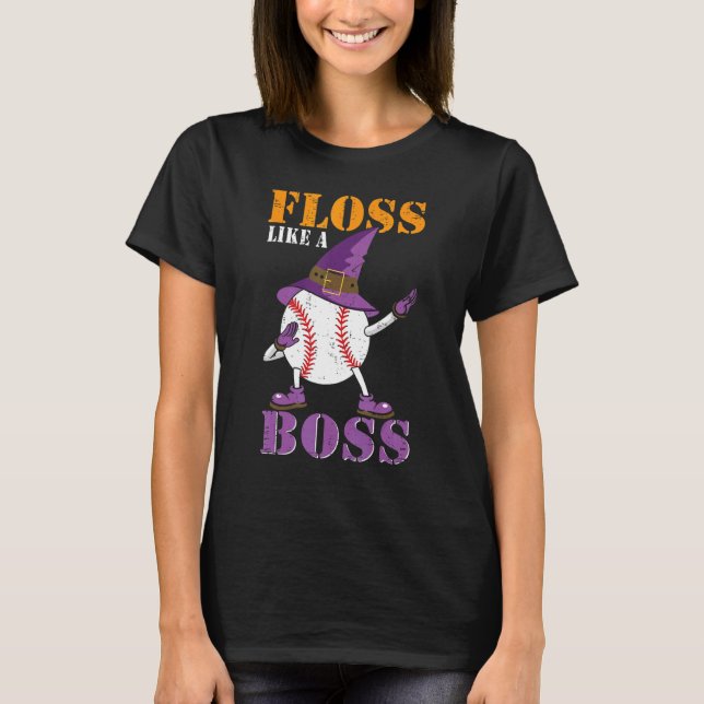 T-shirt Floss Like A Boss Halloween Dance Baseball sorcièr (Devant)