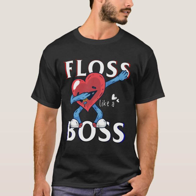 T-shirt Floss Like A Boss Valentines Shirts for Boys Gifts (Devant)