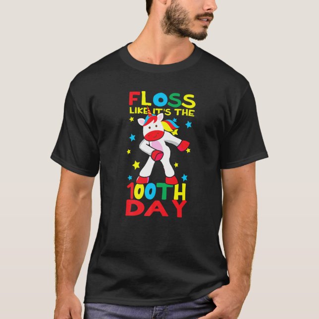 T-shirt Floss Like It's The 100th Day Of School Flossing U (Devant)