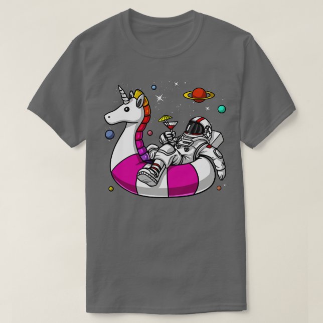 T-shirt Flotte de la Unicorne de l'astronaute spatiale (Design devant)