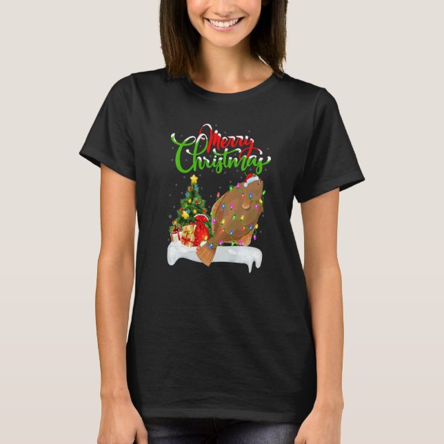T-shirt Flounder Fish  Xmas Decoration Santa Flounder Chri (Devant)