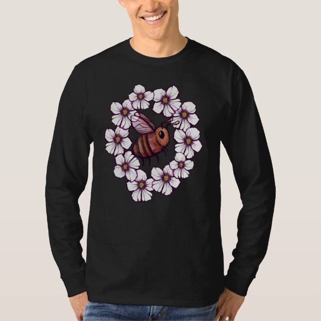 T-shirt Flower Bee Artwork nature   (Devant)