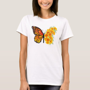 T-shirt Flower Butterfly with Yellow California Poppy