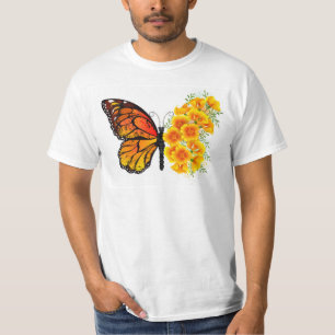 T-shirt Flower Butterfly with Yellow California Poppy