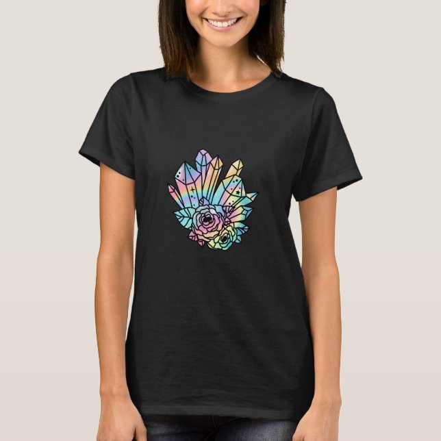 T-shirt Flower Celestial Crystal Boho Hippie Pastel Fantas (Devant)