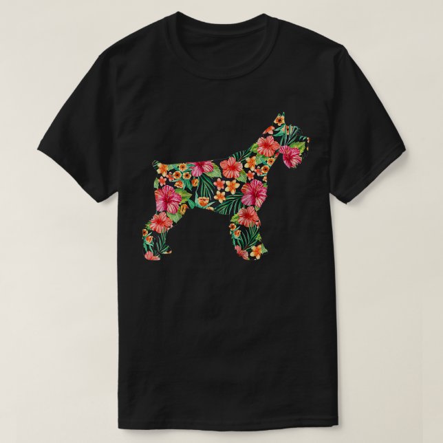 T-shirt Flower Funny Dog Silhouette (Design devant)