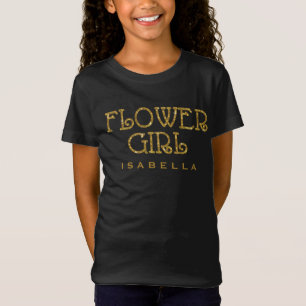 T-Shirt Flower Girl Gold Faux Parties scintillant Custom S