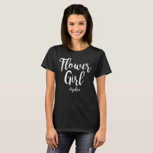 T-shirt Flower Girl personnalisé Calligraphie blan