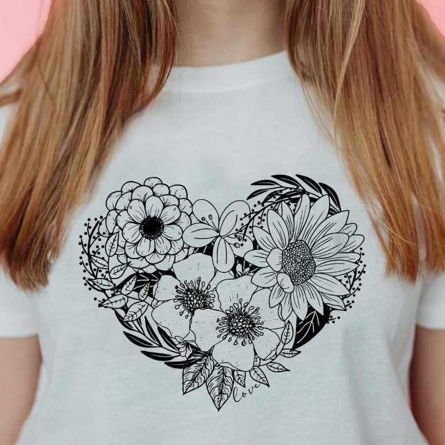 T-shirt Flower Heart Love (Créateur téléchargé)