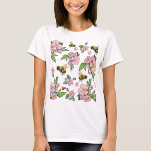 T-shirt Flower pomverger avec abeilles aquarelle timon