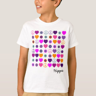 T-shirt Flower Power Heart Peace Motif + votre backgr.