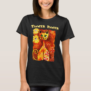 T-shirt Flower Power Rétro Chat Personnalisé Fantaisiste