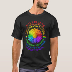 T-shirt Flower Rainbow Human Black Lie Droits de vie Scien