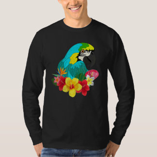 T-shirt Flowers Bird  Jungle Animal Tropical Macaw Parrot