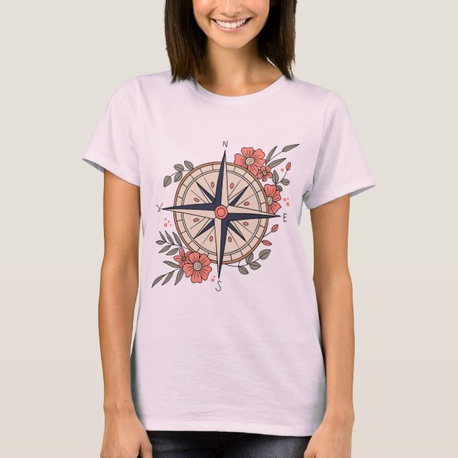 T-shirt Flowers, Directions, Compass (Devant)