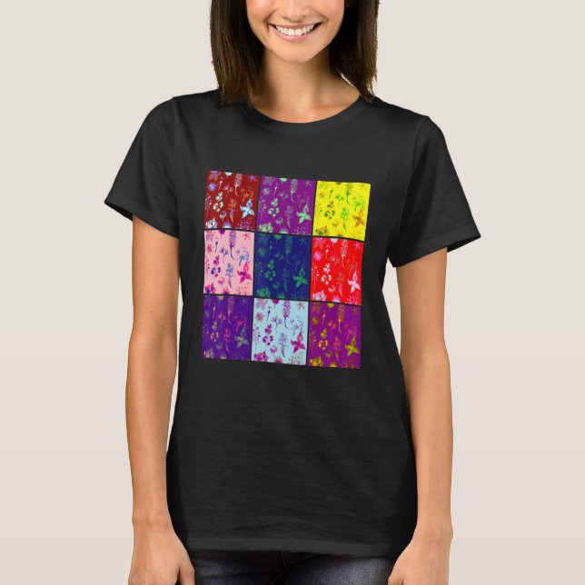 T-shirt Flowers Squares Art (Devant)