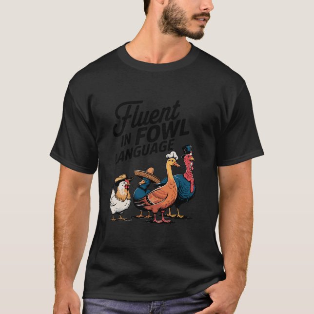 T-shirt Fluent Dans Fowl Chicken Duck Turquie Amant Langue (Devant)
