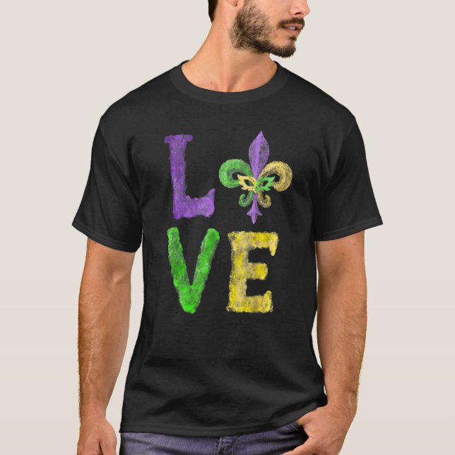 T-shirt Fluer De Lis Mardi Gras LOVE Car unique (Devant)
