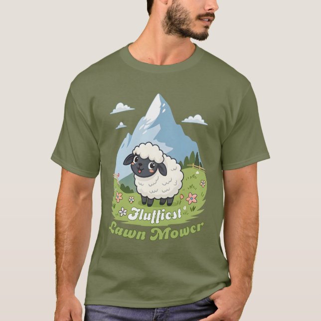 T-shirt Fluffiest Lawn Mower - Adorable Blacknose Sheep (Devant)