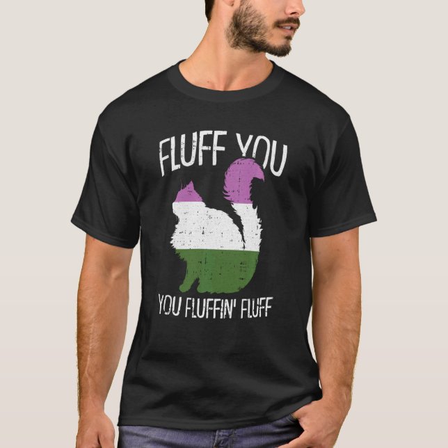 T-shirt Fluffin Fluff Genre Queer Pride Chat (Devant)