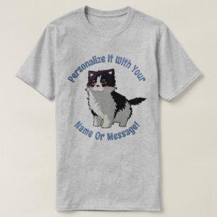 T-Shirt Fluffy Black Et White Cat