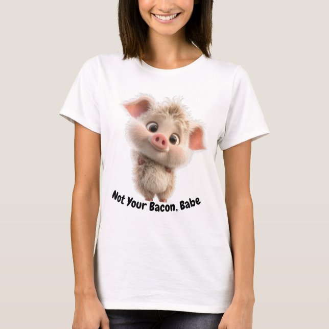 T-shirt Fluffy Piglet with Big Eyes - Be Kind Go Vegan (Devant)