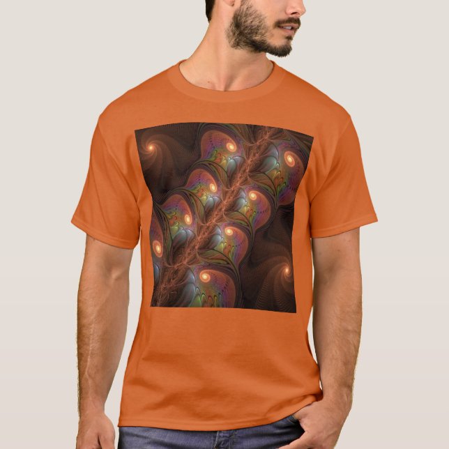 T-shirt Fluorescent coloré Abstrait Trippy Brown Fractal (Devant)
