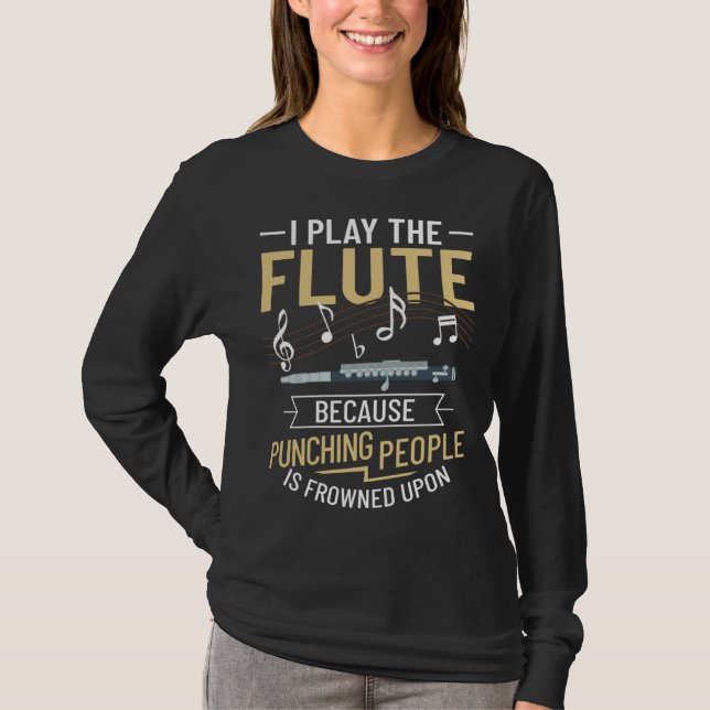 T-shirt Flute Music Instrument Notes Flutist Player Beginn (Devant)