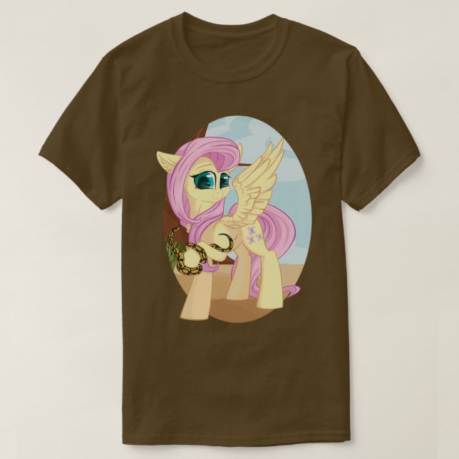 T-shirt Fluttershy avec Ball Python MS Paint Gleamy Dreams (Design devant)