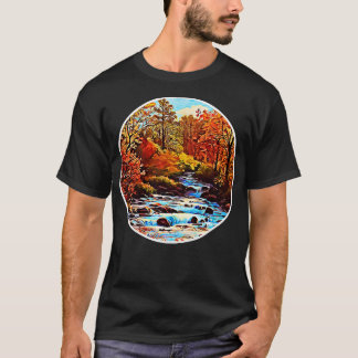 T-shirt Flux fluvial à travers la forêt d'automne peinture