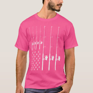 T-shirt Fly Rod Fishing Drapeau Américain Pêcheur Chemise