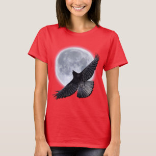 T-shirt Flying Black Raven Embrasser le design de la lune
