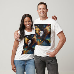 T-shirt Flying Eagle Colorful Cosmic Art,