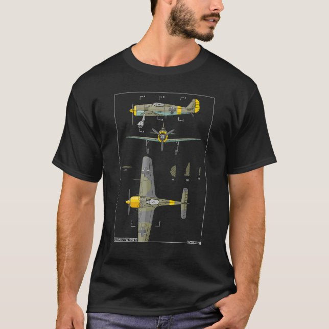 T-shirt Focke Wulf Fw 190 German WW2 Diagramme plan (Devant)