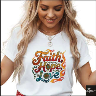 T-shirt Foi Amour Flammes Géométriques Tribales