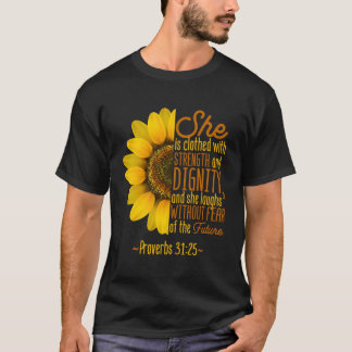 T-shirt Foi chrétienne Amour tournesol Écriture religieuse