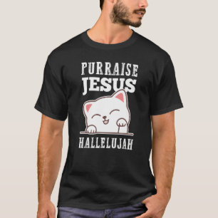 T-shirt Foi chrétienne Purraise Jésus Hallelujah Cute Cat