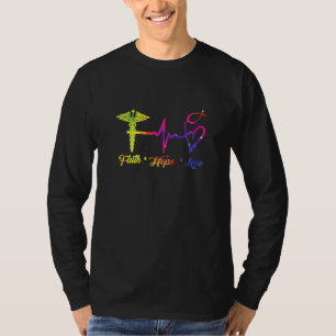 T-shirt Foi Espoir Amour Femme Infirmière Rythme Cardiaque