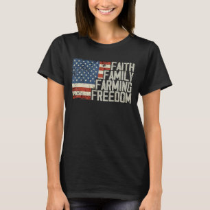 T-shirt Foi Famille Agriculture Liberté Drapeau Américain