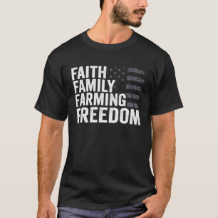 T-shirt Foi Famille Agriculture Liberté USA Drapeau Christ