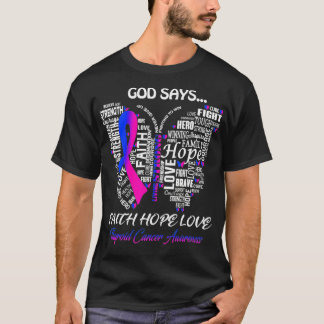 T-shirt Foi papillon Espoir Aimer Thyroïde Cancer Sensibil