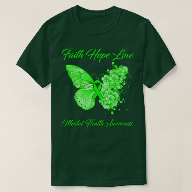T-shirt Foi papillon Espoir Amour Santé mentale Sensibilis (Design devant)