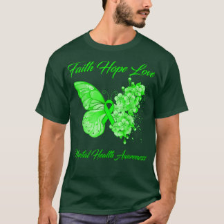 T-shirt Foi papillon Espoir Amour Santé mentale Sensibilis
